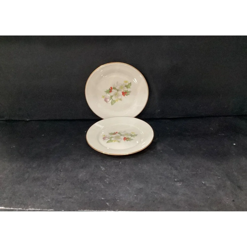 Set Of Two Lenox Holly and Floral Dessert Plates Special Collection